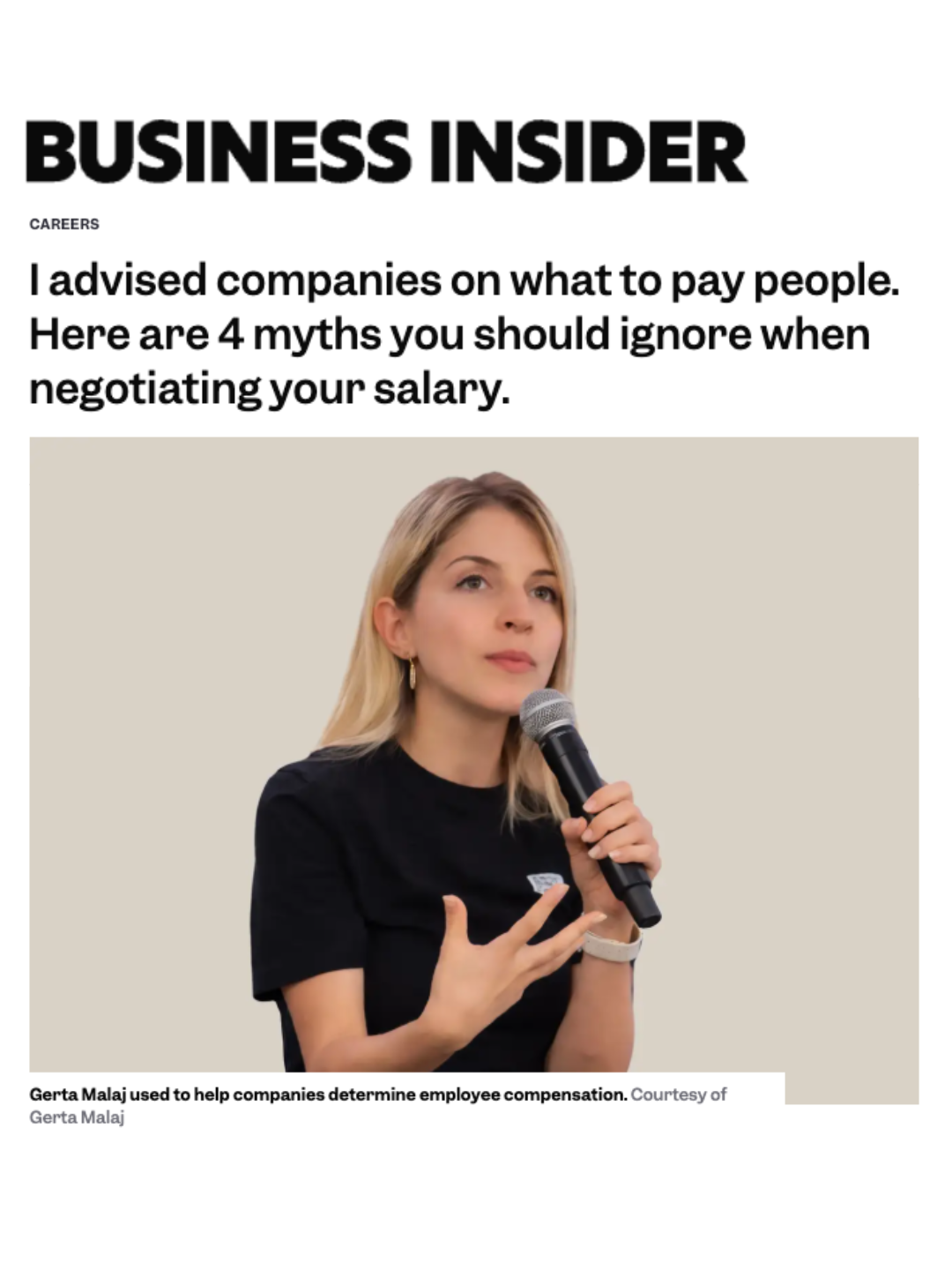 Business Insider article featuring Gerta Malaj